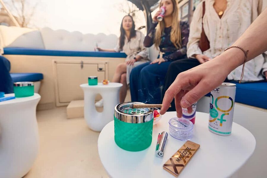 Amsterdam: Smoke & Cruise on covered Cannabis Boat With Bar - Prinsengracht and the return to the old center