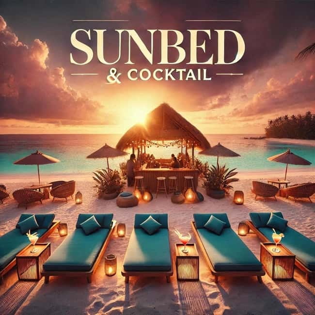 Gili Trawangan: The Beach Bar - Sunbed with Cocktail & Chill - Loungers, umbrellas, and the beach setup