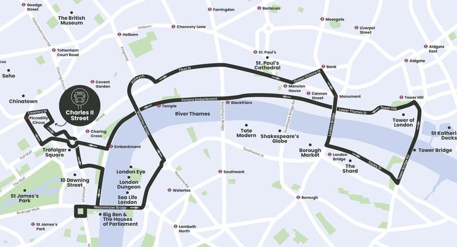 London: Bar Bus Tour by Tootbus - What you see during the 75-minute route
