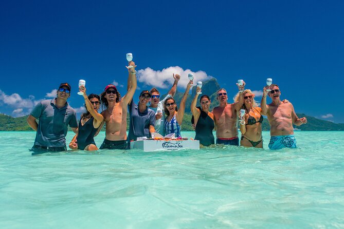 LUXURY Catamaran Bora Bora : Sailing, Snorkeling & Floating Bar - The floating bar in shallow water