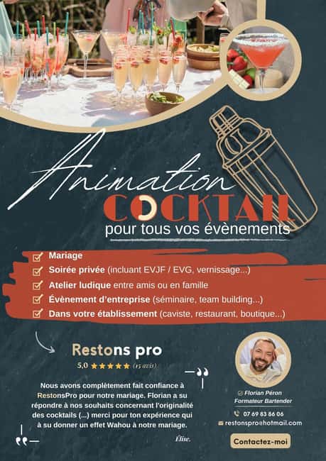 Lyon: Cocktail workshop in your home - A home visit within 20 kilometers of Lyon