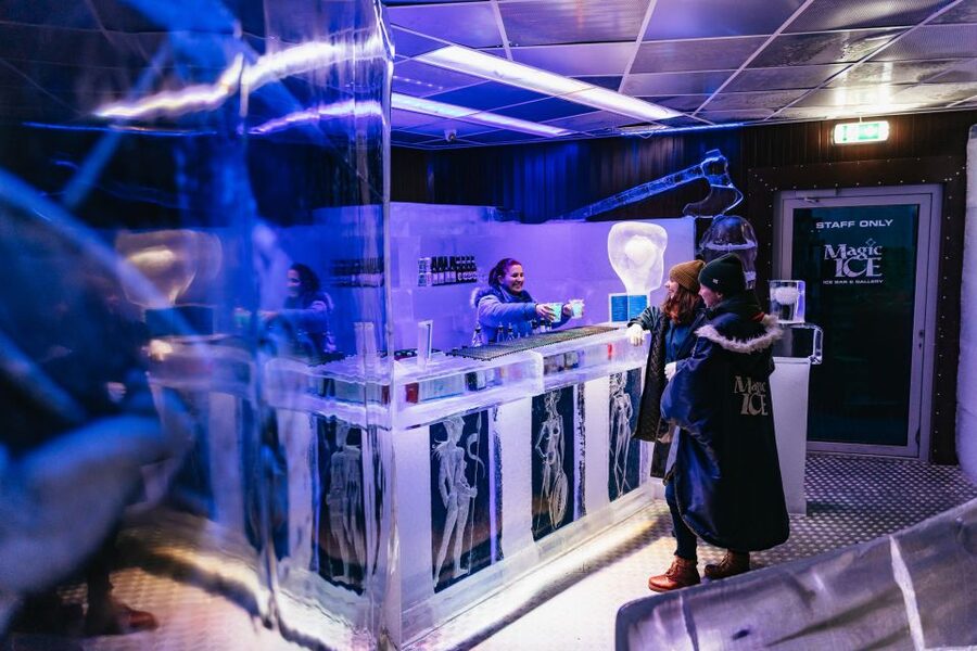 Reykjavik: Magic Ice Bar Entrance and Welcome Drink - Viking stories carved into the walls