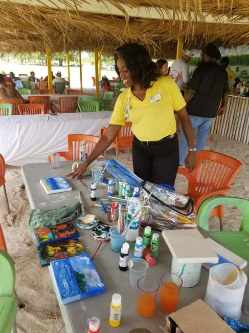 Sip & Paint with lunch on exciting Ffryes Tiki beach Bar - Meeting local artists before the beach